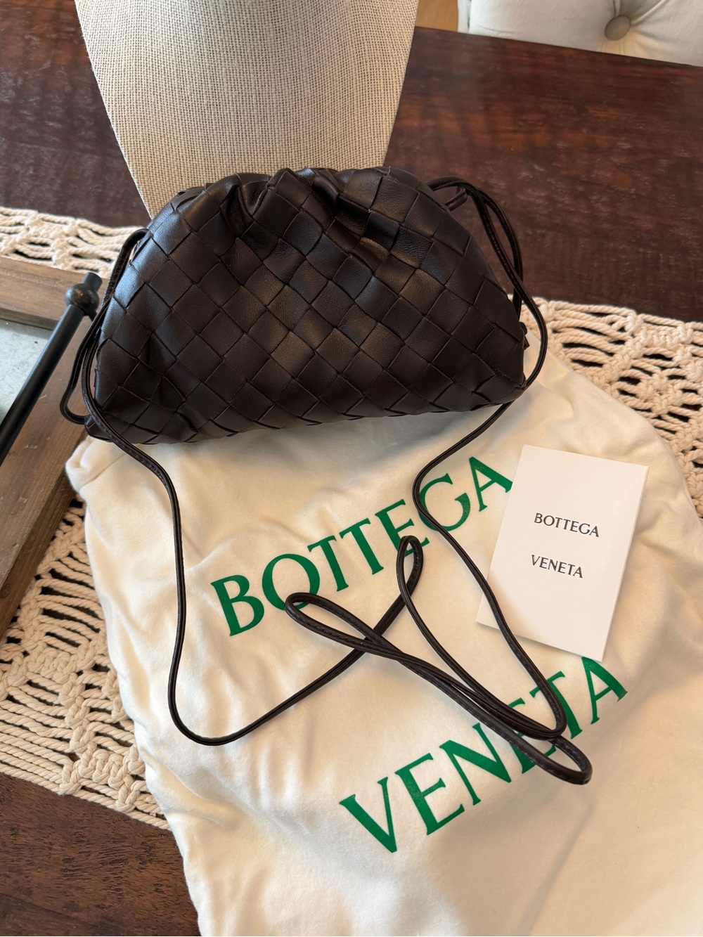 Bottega Veneta Mini Nappa Leather Pouch in Fondente - New with Tags